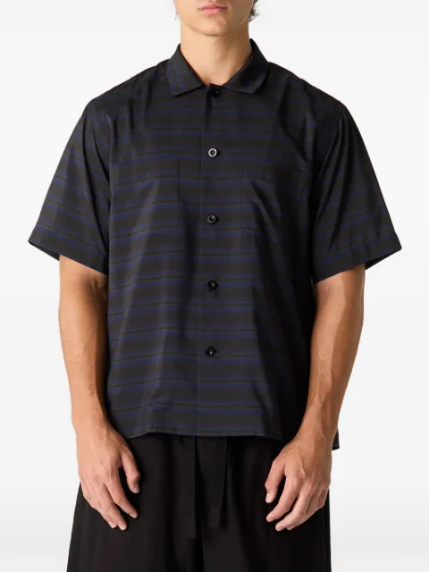 sacai horizontal-stripe short-sleeve shirt Black 2603972M005