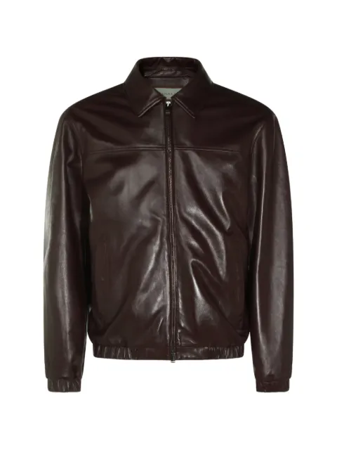 Canali zip-up leather jacket Brown O70533LE003