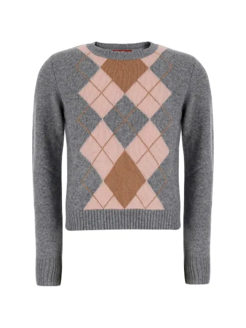 Max Mara argyle-intarsia knit sweater Grey 2626366082600