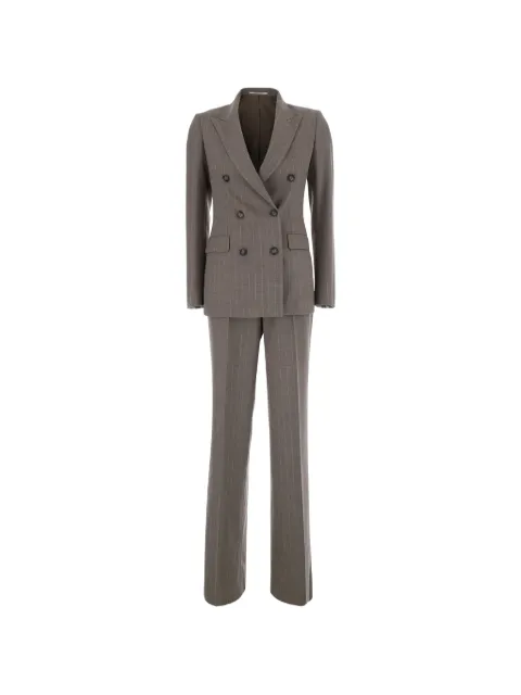 Tagliatore Parigi pinstriped double-breasted suit Neutrals TPARIGI10BAD930005