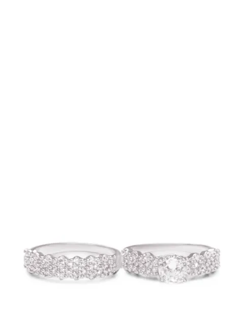 HZMER JEWELLERY Sitara crystal-embellished rings (set-of-two) Silver MCSCRSS602