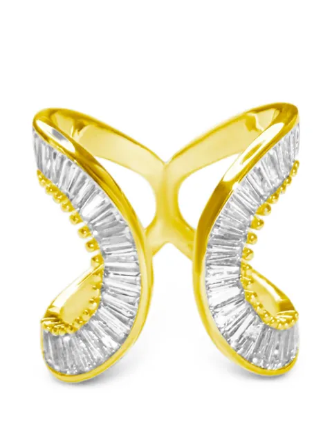 HZMER JEWELLERY Sitara baguette crystal ring Gold MCSBCRG598