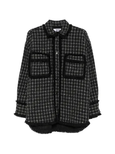 MSGM bouclé frayed-edge shirt Black 4141MDE22A267506