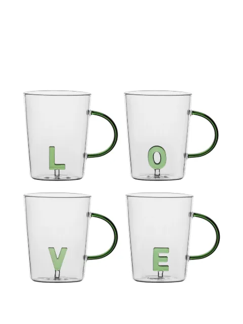 LA PORCELLANA BIANCA Love transparent mugs (set of four) White 267U4