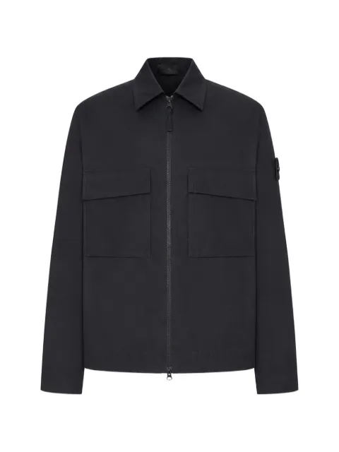Stone Island logo-patch zip-up shirt jacket Black L2S151200018S0F01