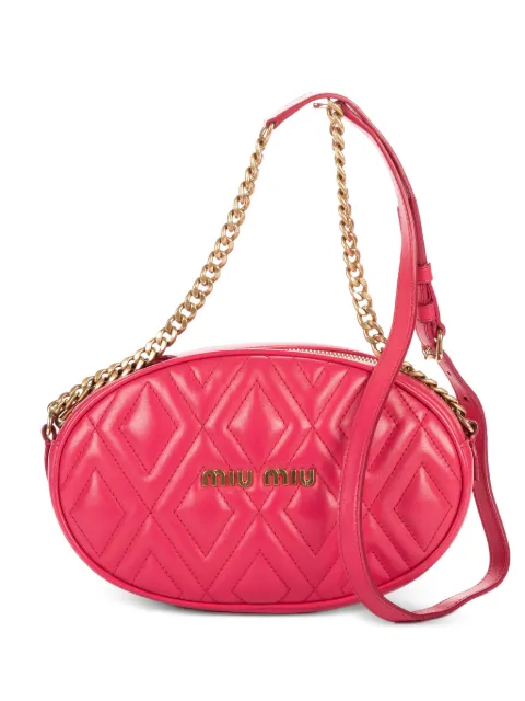 Miu Miu Pre-Owned quilted oval cross body bag Pink 158