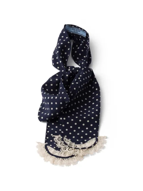 Prada polka-dot marocain scarf Blue P791CSOOO19ZN
