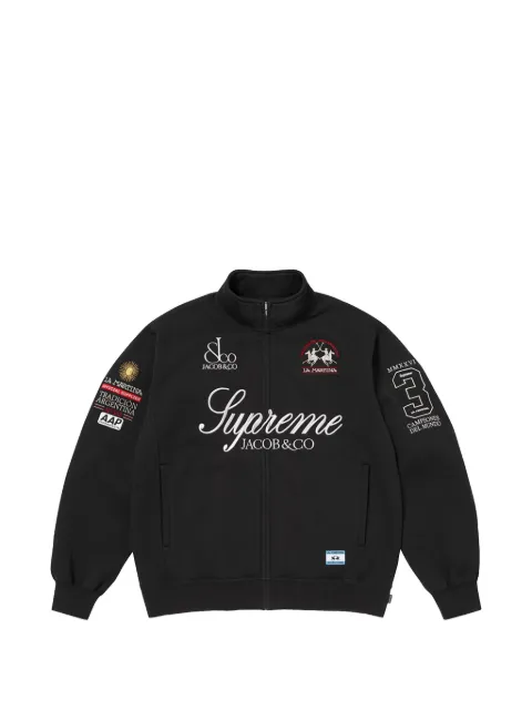 Supreme logo-embroidered zip-up sweatshirt Black SU27829