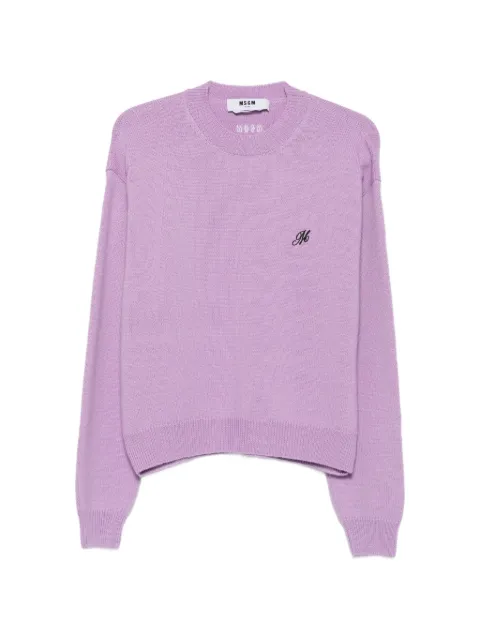 MSGM logo-embroidered crew-neck sweater Purple 4140MM202267583