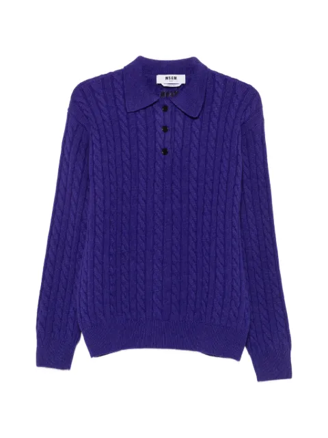 MSGM cable-knit polo-collar knit Purple 4141MDM197267758