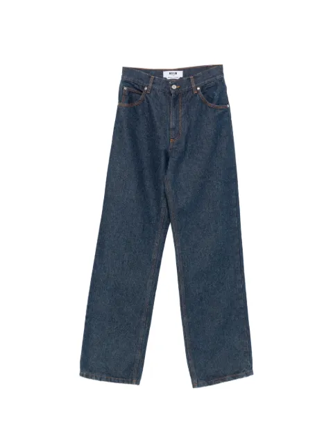 MSGM contrast-stitch logo-embroidered jeans Blue 4141MDP231L267763