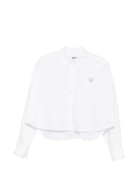 MSGM rhinestone-logo cropped shirt White 4141MDE18X267512