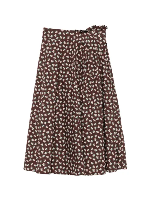 MSGM floral-print pleated midi skirt Brown 4141MDD19267651