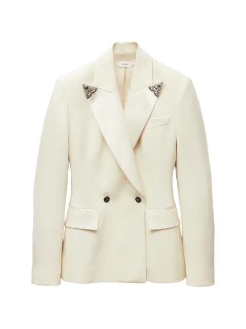 Versace embroidered-lapel stretch wool blazer Neutrals 10269221A18305