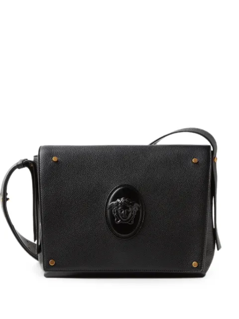 Versace Lou small leather messenger bag Black 10264801A18107