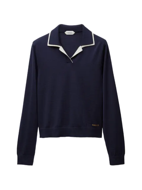 Versace wool knit polo jumper Blue 10267361A17823