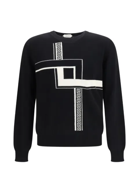 Versace Intarsia cashmere knit sweater Black 10267971A19057