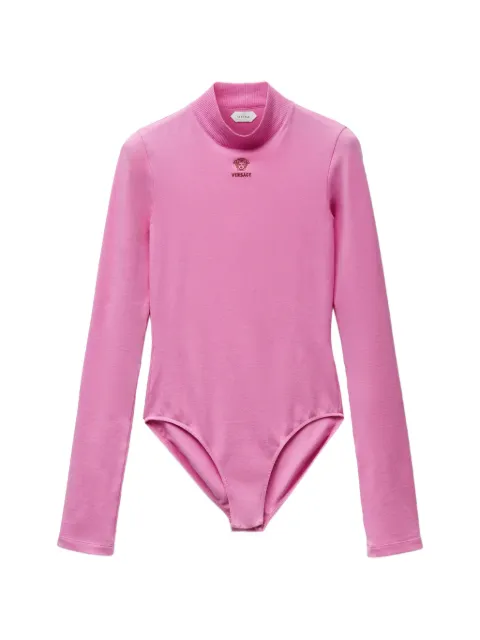 Versace embroidered-logo stretch cotton-jersey bodysuit Pink 10269401A18639
