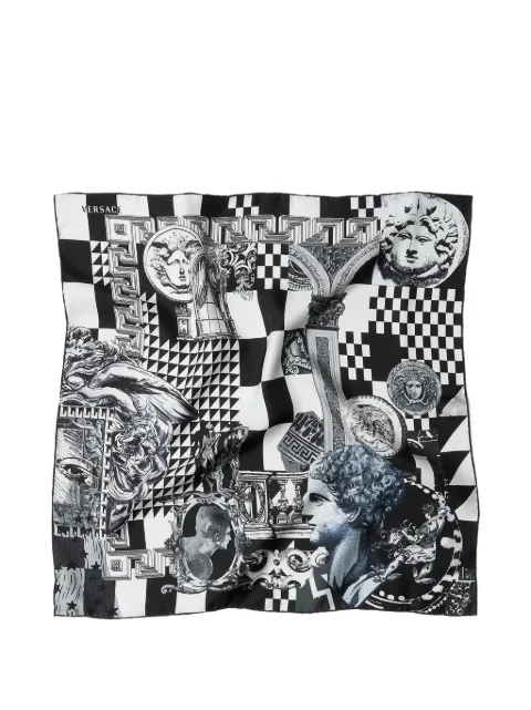 Versace printed silk twill scarf 55 cm Black 10233551A19388