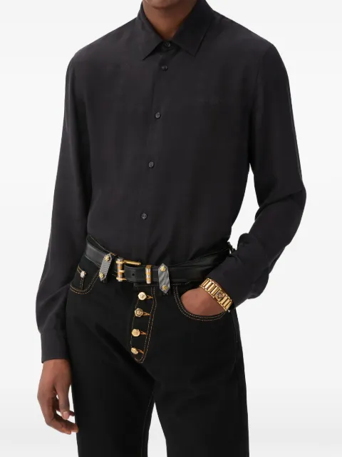 Versace jacquard silk crêpe satin silk shirt Black 10173971A19027