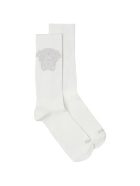 Versace jacquard cotton ribbed socks White 10088351A18091