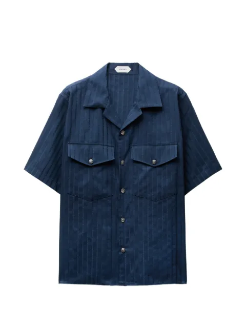Versace jacquard cotton-silk regular shirt Blue 10275121A18548