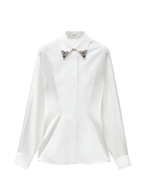 Versace embellished-collar cotton poplin shirt White 10265081A13878