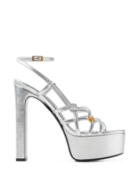 Versace Valentina metallic platform sandals 140 mm Silver 10266141A08539