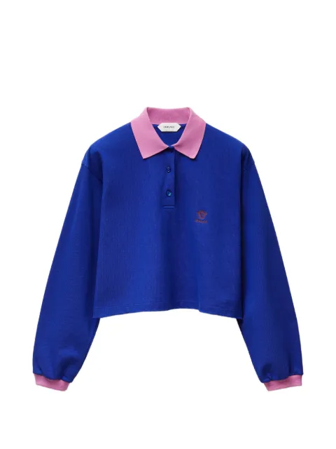 Versace embroidered-logo cotton piqué longsSleeved polo Blue 10269361A17681