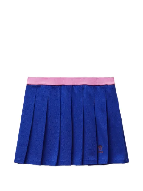 Versace embroidered-logo cotton piqué pleated mini skirt Blue 10269371A17681