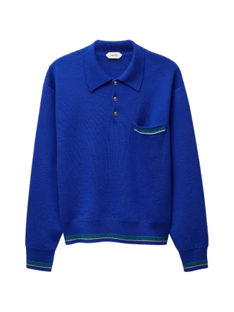 Versace jacquard wool-knit polo jumper Blue 10267451A19072