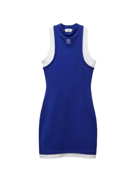 Versace embroidered-logo stretch cotton-jersey mini dress Blue 10265911A18639