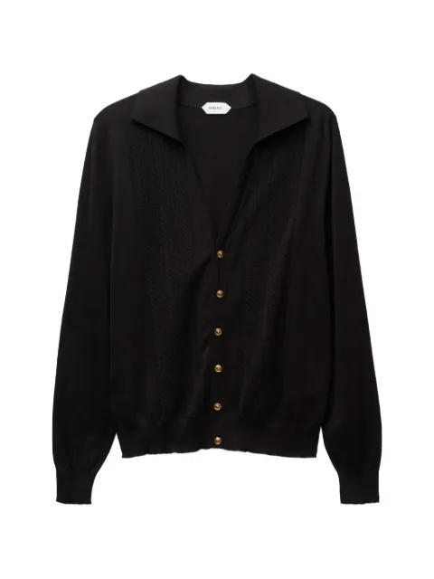 Versace silk & cotton knit polo cardigan Black 10269421A17386
