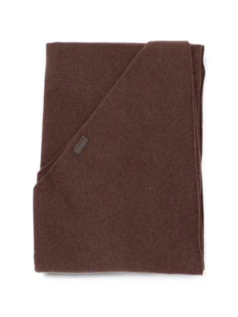 Brunello Cucinelli monili-embellished cashmere scarf Brown M12201889C4211