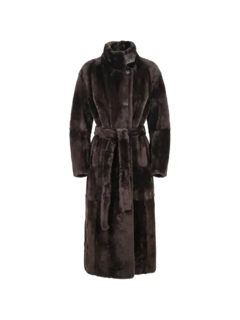 Brunello Cucinelli belted shearling coat Brown MPMRA9794C2390