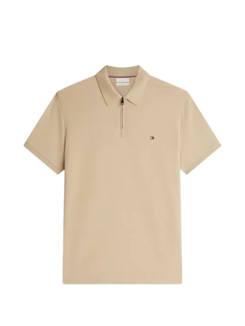 Tommy Hilfiger zip-neck logo-detail polo shirt Neutrals MW0MW43282