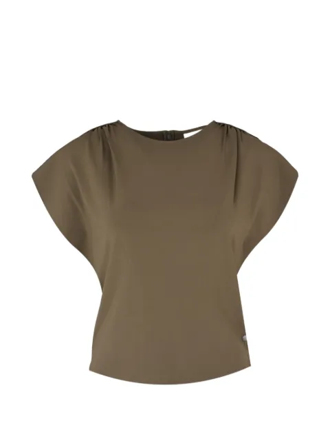 Roland Mouret Petal drape-sleeve top Green RMSS26010TLJEK