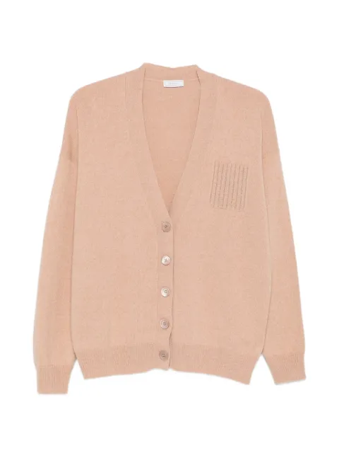 Peserico beaded-pocket V-neck cardigan Neutrals A99207F12A9283