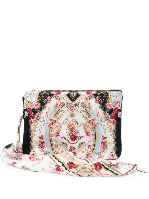Camilla floral-print crystal-embellished clutch bag White 00041200