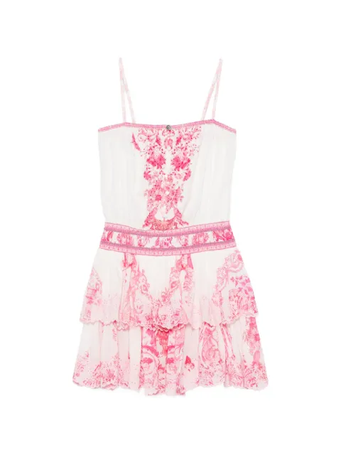 Camilla floral-print tiered mini dress White 00041418