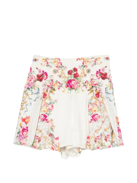 Camilla floral-print crystal-embellished shorts Neutrals 00041262