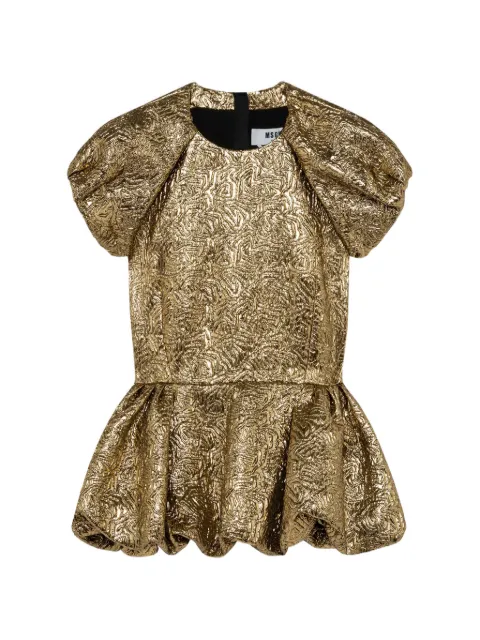 MSGM jacquard-effect peplum top Gold 4141MDM04267618
