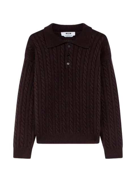 MSGM cable-knit polo shirt Brown 4140MM213267758