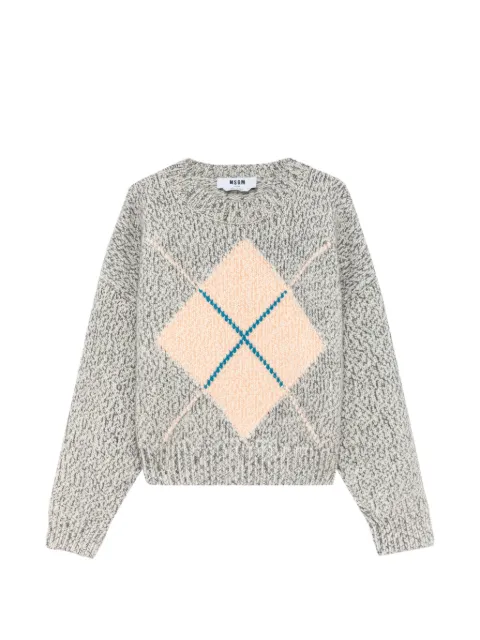 MSGM argyle-pattern sweater Grey 4140MM193267584