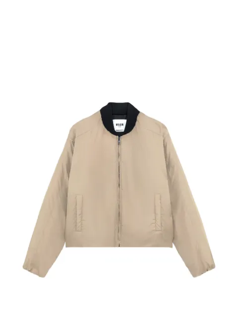 MSGM logo-patch bomber jacket Neutrals 4140MH02267511