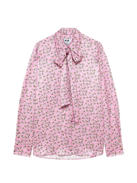 MSGM floral-print pussy-bow shirt Pink 4141MDE19X267652