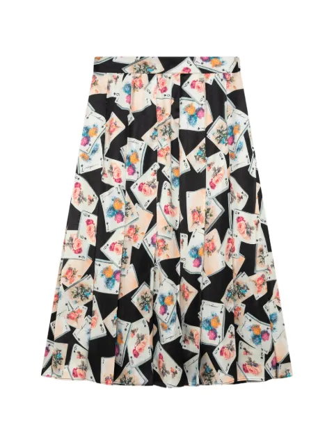 MSGM playing-card-print pleated midi skirt Black 4141MDD17CP267626