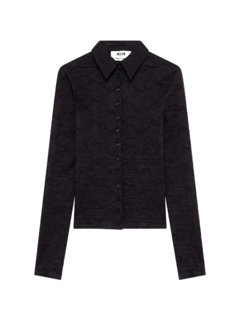 MSGM crinkled-effect ruffled shirt Black 4141MDE11267612