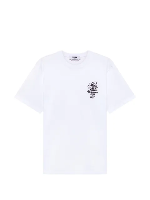 MSGM logo-print crew-neck T-shirt White 4140MM112267798