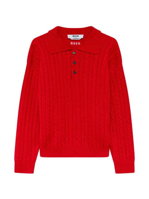 MSGM cable-knit polo shirt Red 4140MM213267758